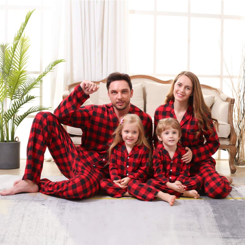 CARETOO Matching Family Pajamas Sets Long Sleeve Christmas Reindeer Plaid Pjs Striped Kids Holiday Sleepwear Homewear - Image 3